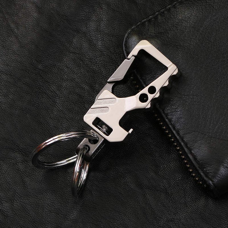 homEdge Heavy Duty Key Chain with Bottle Opener, 2 Pack Car Key Chains with 2 Metal Key Rings Carabiner Keychians-(Gun/Golden+Silver/Gun) - Image 3